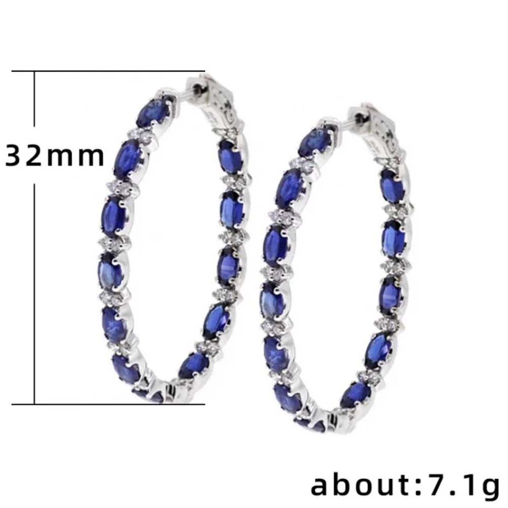 ๐ Big Hoop Sapphire Earrings - Picture 4 of 4